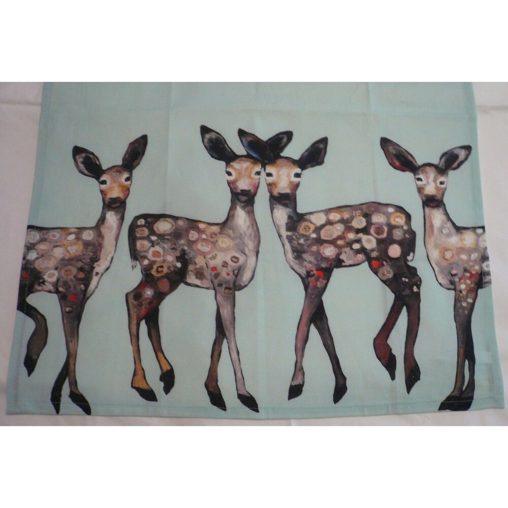 Green Box Art Culture Deer Cotton Kitchen Tea Towel